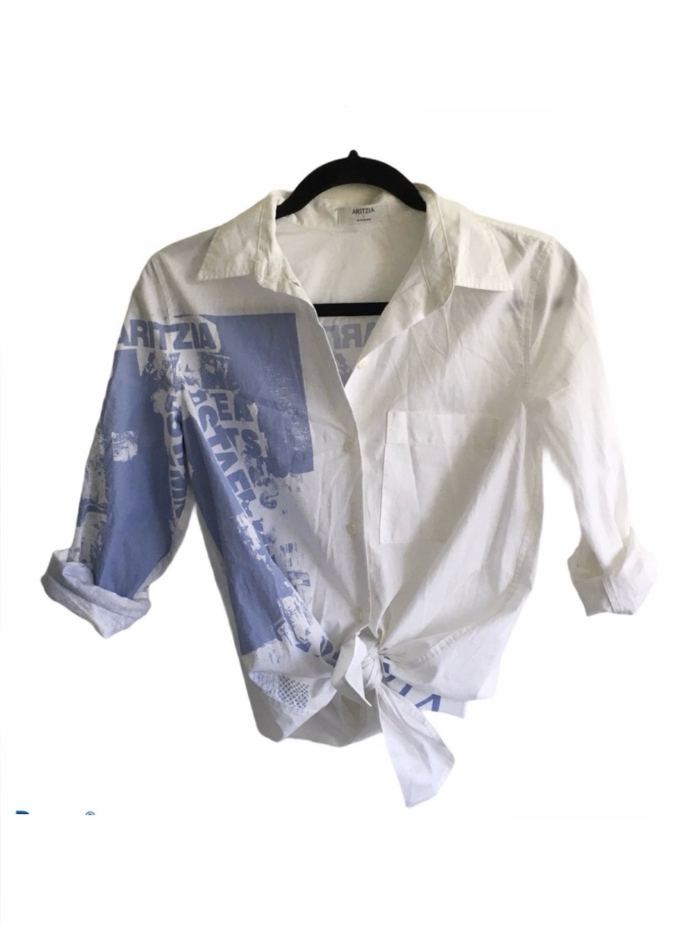 NEW Aritzia Oversized Graphic Boyfriend Button Down Shirt 100% Cotton RARE